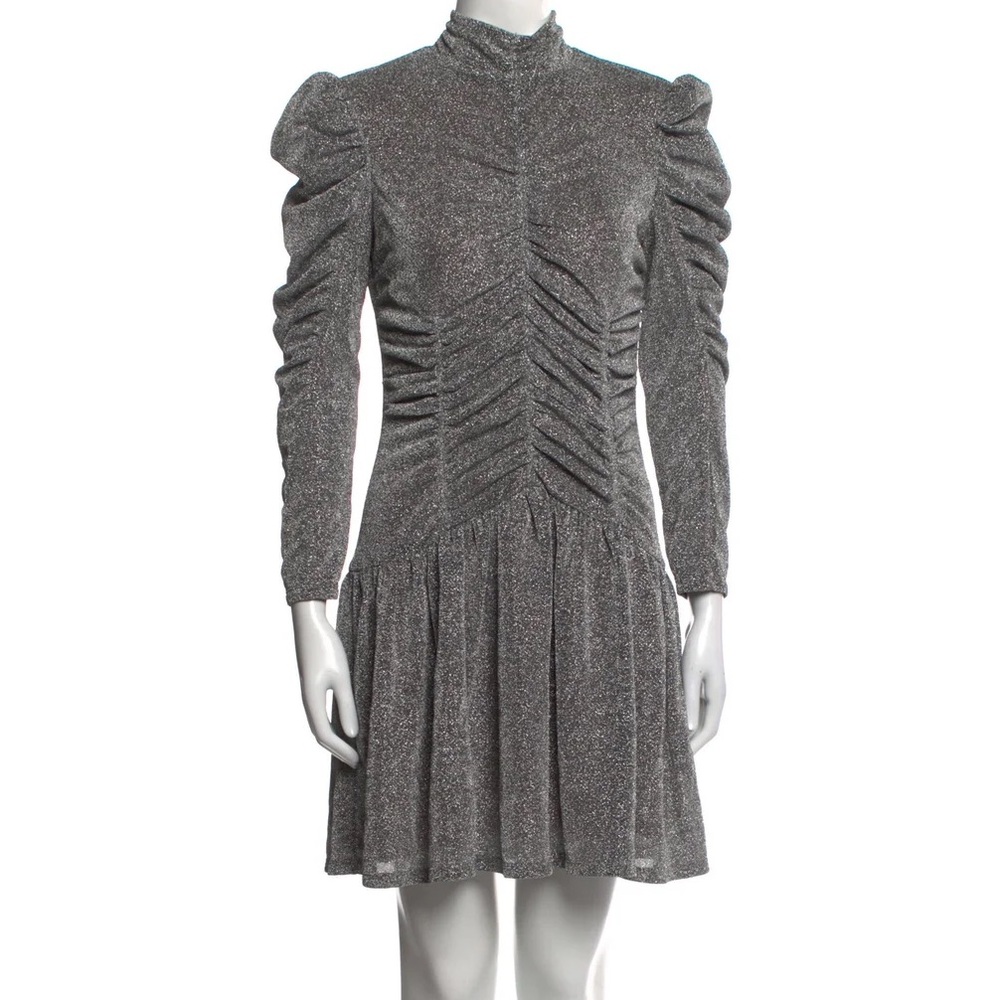 Rebecca Taylor metallic silver/black cocktail dress Size Large